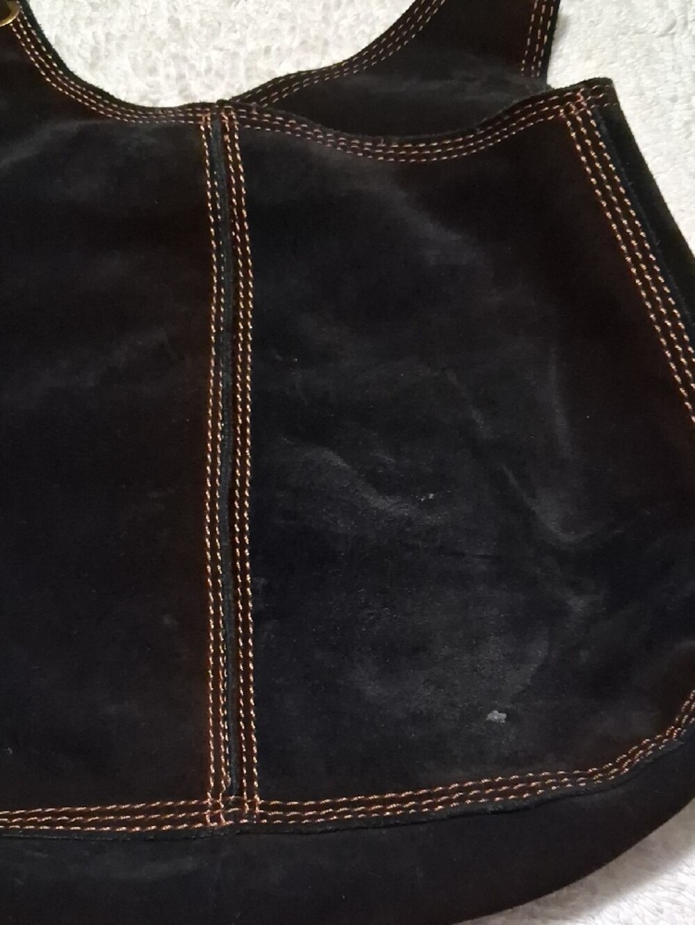 Lucky Brand Vintage Black Suede Shoulder Bag with Contrast Stitching - Picture 6 of 6